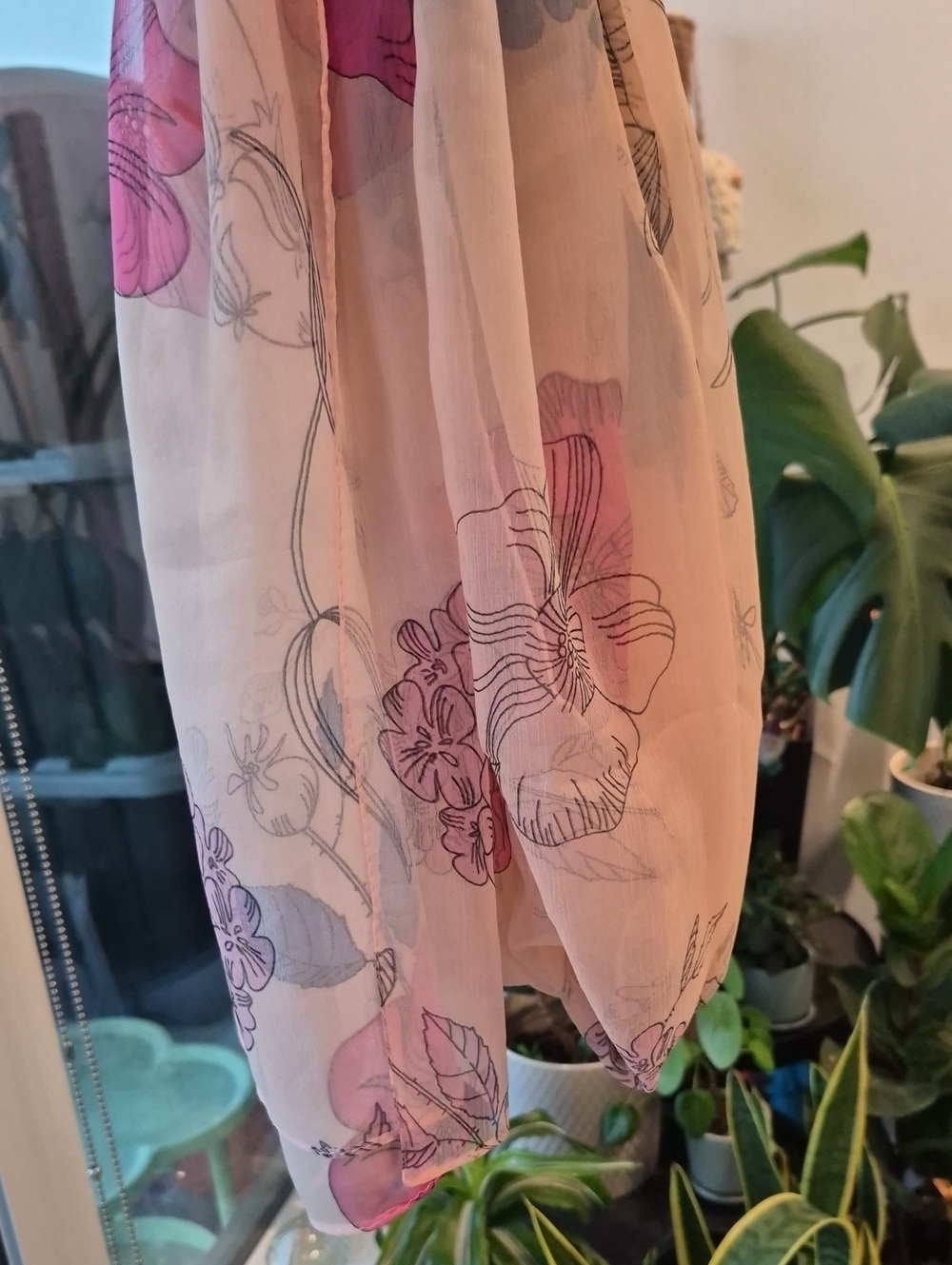 100% Silk. Light Pink Floral Scarf - Women's Accessory